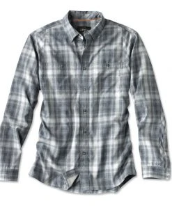 Clothing Orvis Men'S L/S Tech Chambray Plaid Work Shirt - Closeout