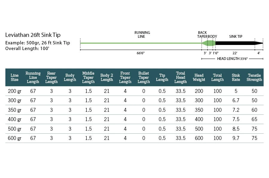 Rio Leviathan 26ft Sink Tip Lines 4 Rio Leviathan 26ft Sink Tip Lines